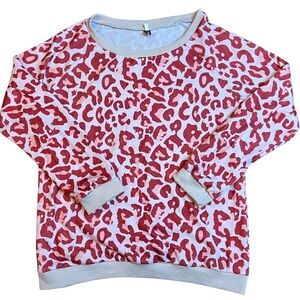 Leopard Print Sweatshirt | Women’s L | Pink & Maroon | Good Condition